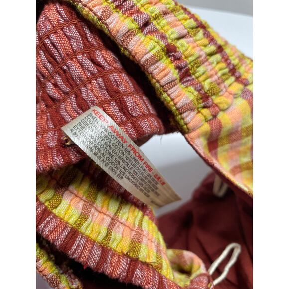 Free People Plaid Raw Hem Scarf Style Bandeau Tube Top Size Small - Picture 4 of 4